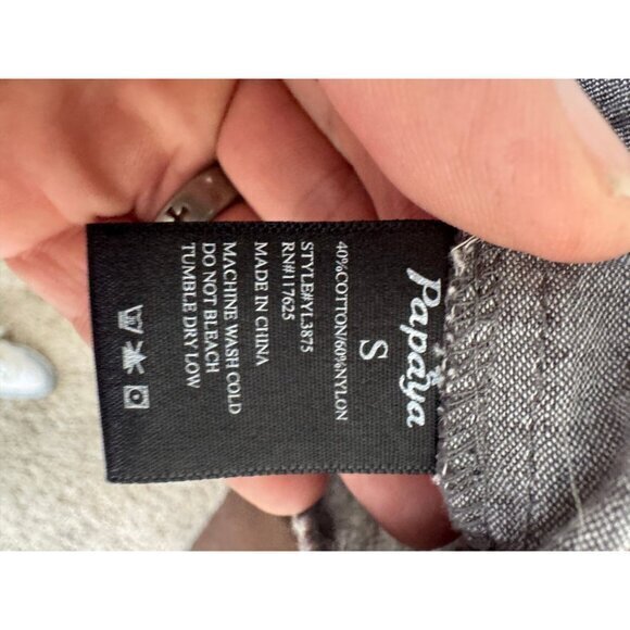 Papaya Women's Gray Dress Size S mini dress sleeveless overalls button cotton - Picture 4 of 7